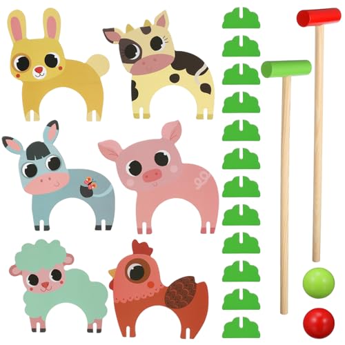 Toddmomy Familienfreundliches Tier-krocketspiel Aus Holzset Spielen Sie Jungen Und Mädchen Koordinationsfähigkeiten von Toddmomy