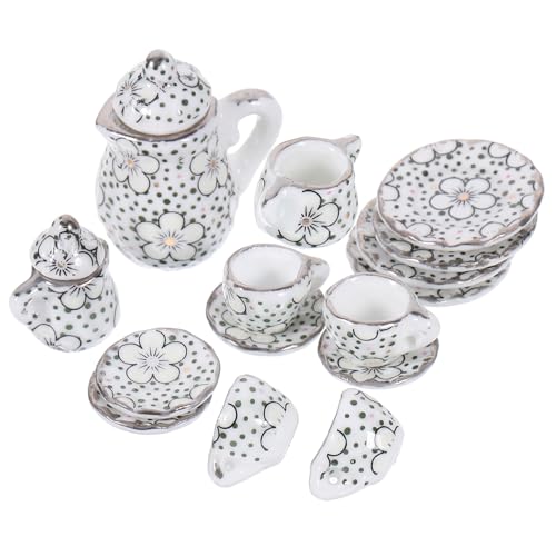 Toddmomy 1 Satz Mini-Teeset Puppenhaus-Miniatur mit Möbeln Puppenhausdekor Puppenhausmöbel Teetasse Küchenrequisiten vorgeben Mini-Hauspokal Tiny House Accessoires Keramik von Toddmomy