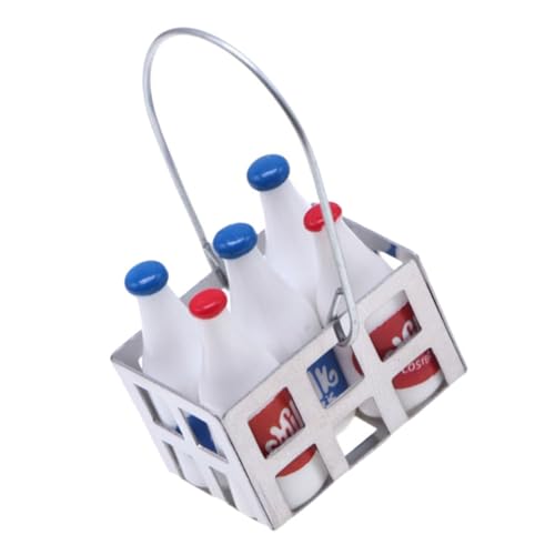Toddmomy 1 Satz Mini- -aufbewahrungskorb Puppenhaus-milchflaschen Miniatur Winziger Milchflaschenständer Mini-hausmilchflaschen Tell Dir Vor, Zu Metall von Toddmomy
