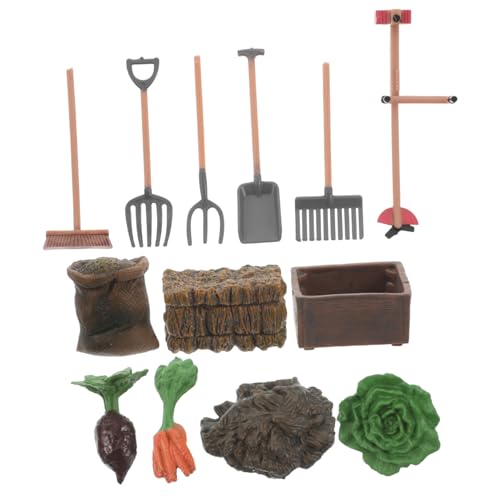 Toddmomy 1 Satz Miniatur Farm Werkzeuge Set Simulation Farm Zubehör mit Mähwerk Bürste und Karotten Detailgetreue Bauernhof Szenen für Kreative Spielwelten von Toddmomy
