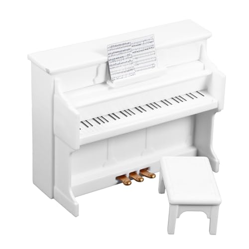 Toddmomy 1 Satz Miniatur Klavier mit Hocker und Noten für Puppenhaus Dekoration Weißes Klavier Modell für Kreative Miniatur Räume und Stilvolle Einrichtung Toddmomy 1 Satz Miniatur Klavier mit Hocker und Noten für Puppenhaus Dekoration Weißes Klavier Modell für Kreative Miniatur Räume und Stilvolle Einrichtung von Toddmomy