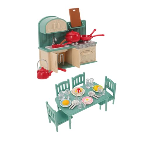 Toddmomy 1 Satz Miniatur Möbelset für Puppenhaus Komplettes Küchenzubehör mit Miniaturstühlen und Tisch für Kreatives Rollenspiel und Bastelaktivitäten Inspiriert die Fantasie und Fördert von Toddmomy
