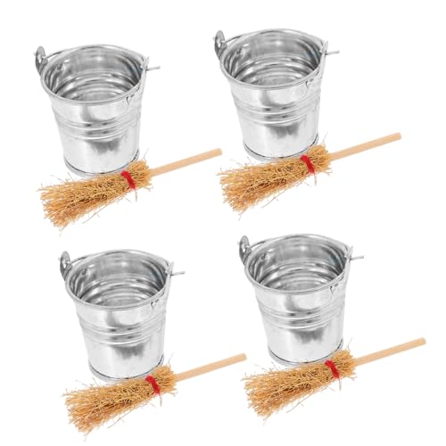 Toddmomy 1 Satz Miniatur Reinigungsset für Puppenhäuser Teiliges mit Besen und Eimer für Detailreiche Fotografie und Kreative Wohnszenen für Garten und Balkon Dekorationen von Toddmomy
