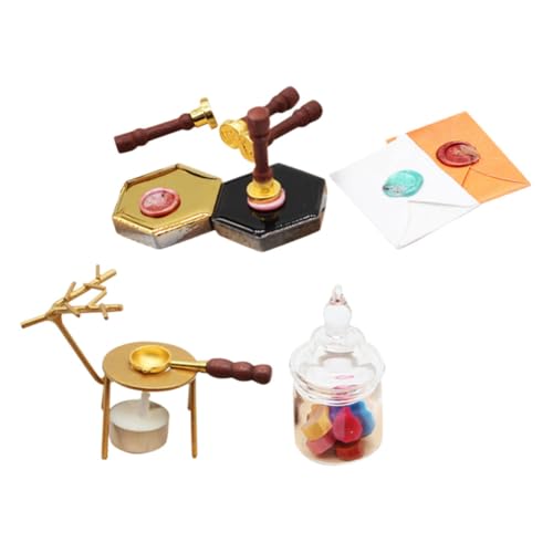 Toddmomy 1 Satz Miniatur Wachssiegel Stempelset für Puppenhaus Dekoration Adorable Design für Party und Landschaftsdekoration Vielseitig Einsetzbar als Tischornament und Fotorequisiten von Toddmomy