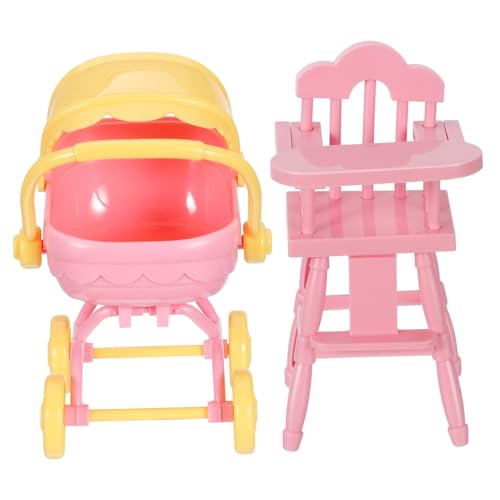 Toddmomy 1 Satz Miniaturer Puppenwagen Leichter Kinderwagen für Puppen mit Hochstuhl Zubehör für Rollenspiele und Unterwegs Fördert die Motorik und Kreativität der Kleinen von Toddmomy