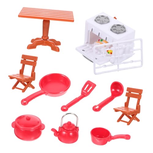 Toddmomy 1 Satz Puppenhaus-Spielzeugset mini backofen küchengeräte Puppenhaus-Ministühle Küchenutensilien für kleine Häuser Mini-Küchenzubehör Tiny House Accessoires Plastik von Toddmomy