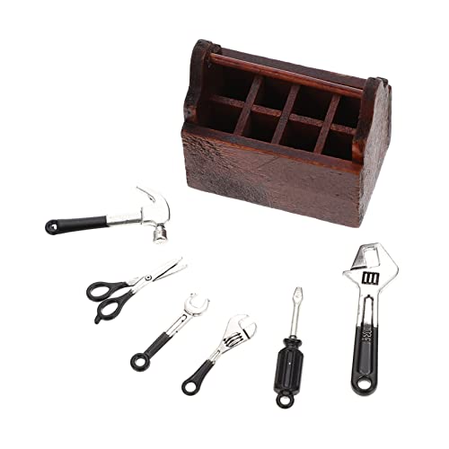 Toddmomy 1 Satz Puppenhaus-Werkzeugkasten Mini House Decor Mini-Hausreparaturwerkzeug Miniatur-Hausreparaturwerkzeug Starter -Tool -Kit für den Haushalt hölzern Black von Toddmomy