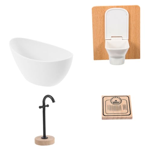 Toddmomy 1satz Miniatur Badezimmer Für Toilette Wasserhahn Und Miniaturwaage Dekoration Und Spielzeug Für Rollenspiel Und - von Toddmomy