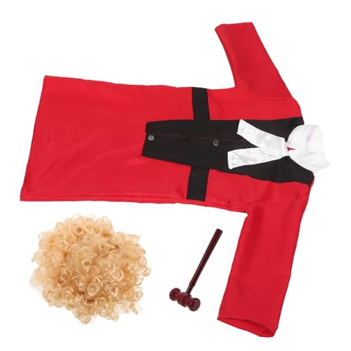 Toddmomy 1 Satz Richterkostüm Richterperücke Richterhammer Gerichtsverkleidung Bühnenoutfit für Richterrobe Richter Kostüm Richter Perücke Polyester von Toddmomy