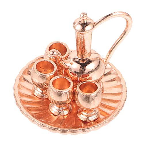 Toddmomy 1 Satz Satz Mini-teeset Winzig Miniatur Mini-küchenzubehör Mini House Accessory Zubehör Für Puppenhäuser Mini -teetasse Legierung Gold von Toddmomy