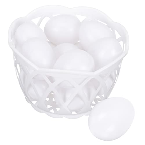 Toddmomy 1 Satz Simulierte Eierspielzeug Dekoration falsche Eier bemalbare Eier Eierkorb Künstliche Eier DIY künstliches Plastikei Eier zum Dekorieren Eierdekor Weiß von Toddmomy