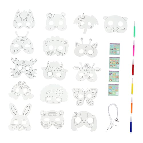 Toddmomy 1 Satz Tiermasken DIY Graffiti Masken zum Bemalen für Rollenspiele Partys und Halloween Kreative Unbemalte Papiermasken für Kunst und Basteln von Toddmomy