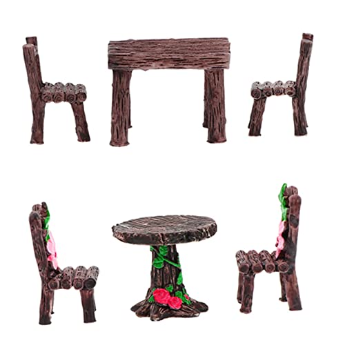 Toddmomy 1 Satz Tisch- Und Stuhlset Winzige Möbel Miniaturstühle Zum Basteln Miniaturtisch Mikrostühle Miniaturen Möbel Mini-gartenfiguren Gartenzubehör Harz Coffee 6 Stück von Toddmomy