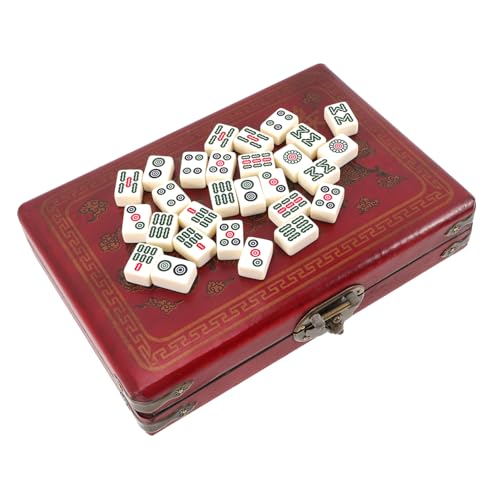 Toddmomy 1 Satz Tragbares Mahjong Set Traditionelles Chinesisches Mahjong Spielset mit Klarer Prägung für Reisen und Partys Komplett mit Zubehör von Toddmomy
