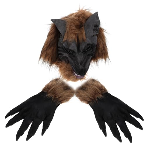 Toddmomy 1 Satz Wolf-handschuh-maske Werwolf-masken Krallen Cosplay Wolf Gruselige Wolfskopfmaske Und Krallenhandschuhe Maskerade-wolf-masken Halloween-wolf-maske Vinyl Mann Kind China von Toddmomy