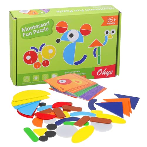 Toddmomy 1 Satz geometrisches Rätsel geformte Rätsel Kleinkind -Rätsel Für Mädchen Jungen im Alter von 1 bis 3 Jahren Holzpuzzles Geometrisches Puzzle für Schiene von Toddmomy
