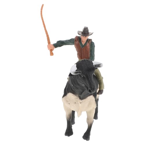 Toddmomy 1 Set Cowboy Modellform Stierkampfmodell Cowboys Braune Simulation Actionfigur Realistische Kleine Landspielzeugbullen Bullenstatue Bullenfigur Statue Bullenfigur Harz von Toddmomy