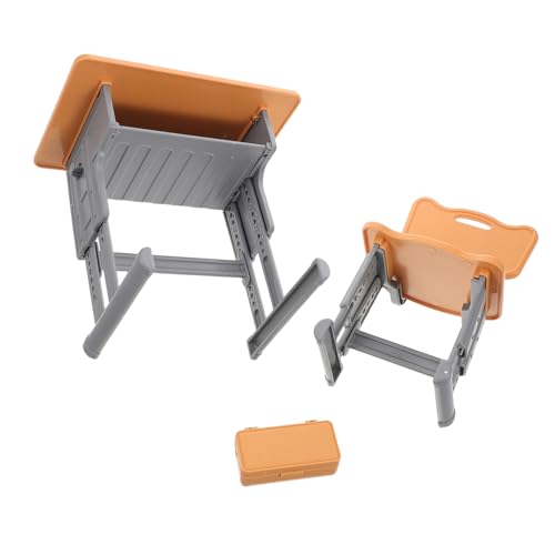 Toddmomy 1 Set Miniatur-Schreibtisch Und -Stuhl: Winzige Möbeldekoration – Puppenhaus-klassenzimmerzubehör, Mini-federmäppchen-Requisite – Tragbares Mini-schulspielset Für Rollenspiele von Toddmomy