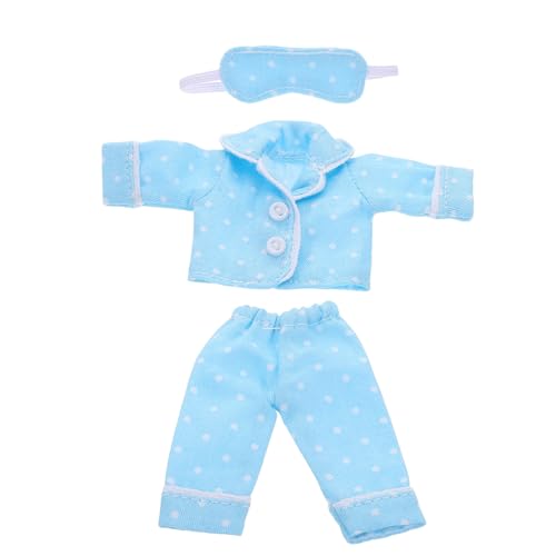 Toddmomy 1 Set Puppenkleidung Puppenpyjama Zum Puppe Zum Nachtwäsche Kleiderschrank Mini Puppenkleidungszubehör Süßes Mädchenkleid Puppenpyjama Mit Augenmaske Outfit Polyester Himmelblau von Toddmomy
