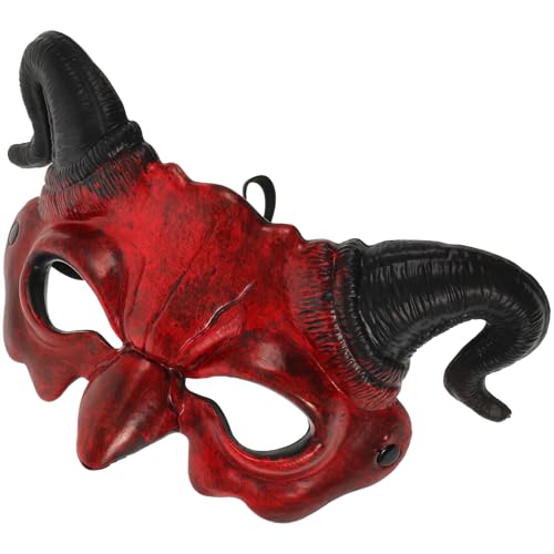 Toddmomy 1 Teufelsmaske Mit Hörnern: Gruselige Geister-Halbmaske Für Halloween-Maskenball-Cosplay-Kostümzubehör von Toddmomy