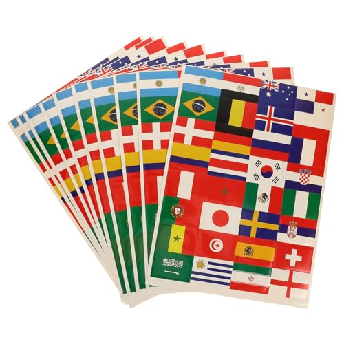 Toddmomy 10 Blatt Flaggenaufkleber Flaggen Weltfußball Internationaler Sport Lustige Farbe Kinderruf Hängende Kleine Länderweltflagge Partygeschenke Dekorationen PVC Selbstklebend von Toddmomy