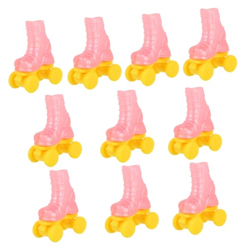 Toddmomy 10 Paare Rollschuhspielzeug Rollschuh Für Puppen DIY Puppen-Skating-Werkzeug Miniatur-rollschuh Mini-puppenhausmodell Rollschuhe Für Puppendekoration Puppenschuhe Plastik Rosa von Toddmomy
