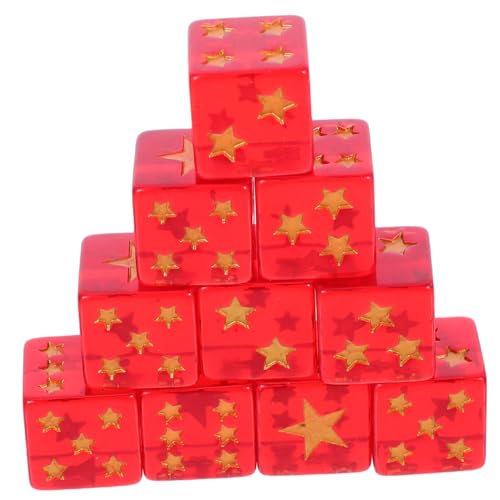 Toddmomy 10 Stück Fünfzackiger Sternwürfel Quadratische Craps Kunstwürfel Große Pin-Spiel Für Die Abschlussfeier Spielwürfel in Durchscheinenden Farben Rot Harz Toddmomy 10 Stück Fünfzackiger Sternwürfel Quadratische Craps Kunstwürfel Große Pin-Spiel Für Die Abschlussfeier Spielwürfel in Durchscheinenden Farben Rot Harz von Toddmomy