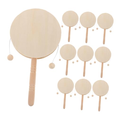 Toddmomy 10 Stück Holzrasseltrommel Unbemaltes Holzrasselspielzeug DIY Handtrommelinstrument Für Babys Für Künstlerische Aktivitäten Eltern Kind Interaktion Frühes Lernen von Toddmomy