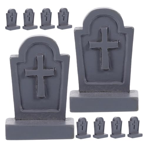 Toddmomy 10 Stück Mikrolandschaft Grabsteine ​​Grabsteine ​​Requisiten Grabsteinornamente Halloween Schmuck Friedhof Halloween Grabstein Dekoration Party Grabstein Modell Harz von Toddmomy