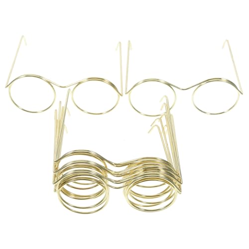 Toddmomy 10 Stück Mini-Brillenspielzeug Mädchenpuppen Miniatur Kleid Rahmen winzig gläser Puppe Sonnenbrille Mini Puppensonnenbrille für Wichtel Puppenbrille Stahl Golden von Toddmomy