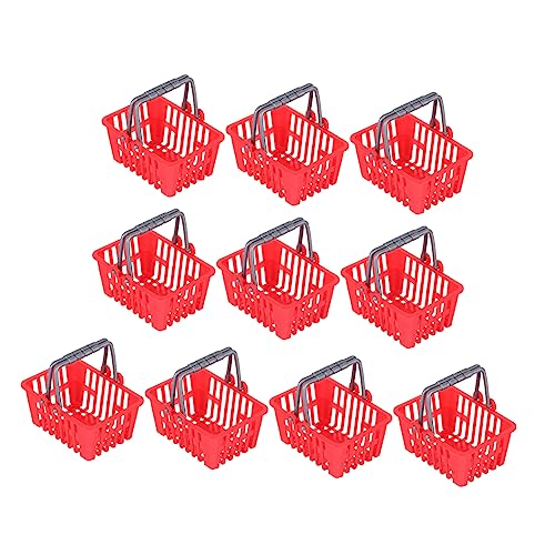 Toddmomy 10 Stück Mini -Einkaufskorbsspielzeug Mart Weidenkorb Zusammenklappbarer Einkaufskorb Kleiner Einkaufskorb Miniatur Einkaufskörbe Mini Kleiner Korb Mini-Korb- Plastik rot von Toddmomy