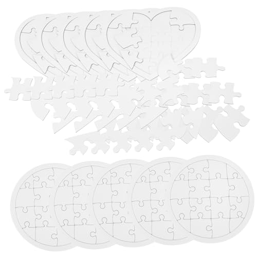Toddmomy 10 Stück Teiliges Blanko Papier Puzzle mit Runden und Herzförmigen Teilen Präzise Geschnitten DIY Malvorlage für Kindergeburtstag Personalisierbar mit Stiften und Farben Kreative von Toddmomy