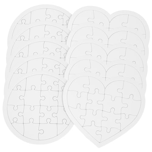 Toddmomy 10 Stück Teiliges DIY Puzzleset aus Papier für Blanko Weiße Puzzle zum Bemalen und Basteln Rund Herzförmig Frühkindliche Kreative Beschäftigung zum Kindergeburtstag von Toddmomy