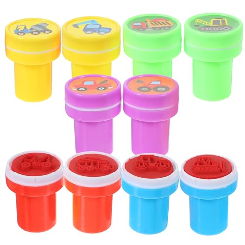 Toddmomy 10 Stück Teiliges Fahrzeug Motivstempel für Bauwagen Baustellenfahrzeuge Kreative Stempel für Partys und Belohnungen Lehrspielzeug zur Motorischer Fähigkeiten von Toddmomy