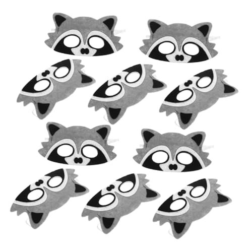 Toddmomy 10 Stück Teiliges Filz Tiermasken Atmungsaktive Cartoon Waschbär Halbe Gesichtsmasken Farbintensive Langlebige Waldtiere für Halloween Zoo Camping Themenparty und Kinderkostüm von Toddmomy
