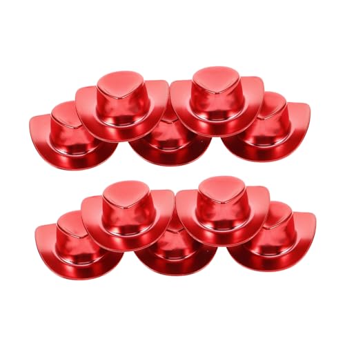 Toddmomy 10 Stück Teiliges Mini Cowboyhut Leuchtend Orange Roter DIY Puppenzubehör Winzige Miniatur Hüte für Puppendekoration Langlebig und Modisch für Party und Geburtstags von Toddmomy
