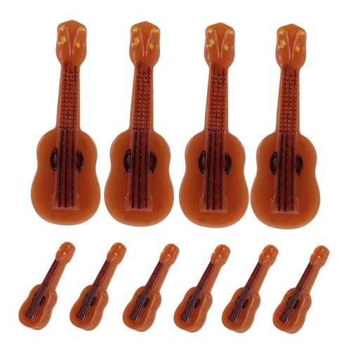 Toddmomy 10 Stück Teiliges Miniatur Gitarrenmodell Realistische Puppenhaus Deko Kreative Mini Musikinstrumente Detailreiche Mini Gitarren für Sammlungen Fotografie Requisiten und DIY von Toddmomy