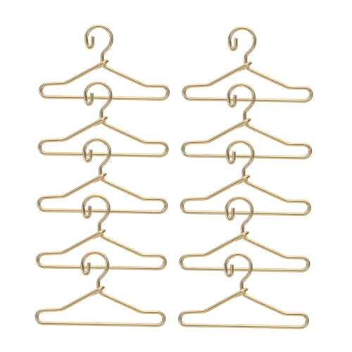 Toddmomy 10 Stück Teiliges Miniatur Puppenkleiderbügel aus Stabilem Metall Goldfarbene Mini Kleiderbügel für Puppenkleidung zur Organisation und Dekoration von Puppenschränken von Toddmomy