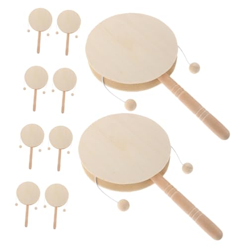 Toddmomy 10 Stück Teiliges Unfertige Holz Rasseltrommeln Rund DIY Percussion Instrumente Kreative Bastelspielzeuge für Vorschule Kunstprojekte und Frühes Lernen von Toddmomy