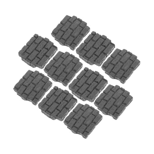 Toddmomy 10 Stück Ziegelmoos-Ornamente Eingetopft Winzig Mini Puppenhausbauzubehör Landschaft Sandtisch DIY Zubehör Kleine Ziegel Gebäude Dekorationen Gefälschter Ziegelstein Grey Harz von Toddmomy