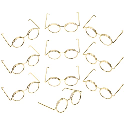 Toddmomy 10 Stücke Metall Puppe Brille Mini Draht Rand Puppe Brillen Miniatur Brillen Puppen Zum Verkleiden Spielzeug Golden von Toddmomy