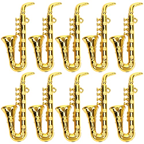Toddmomy 10 Stücke Miniatur Saxophon Ornament Puppenhaus Mini Kunststoff Musikinstrument Für Puppenhaus Mini Musikzimmer (Saxophon) von Toddmomy