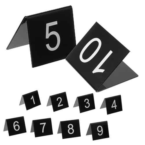 Toddmomy 10 Teiliges Acryl Dreieck Zahlenmarkierer Robuste Beweismarker und Tischnummernschilder Vielseitig für Themenparty und Spiel Schwarze Grundfläche mit Weißen Zahlen von Toddmomy