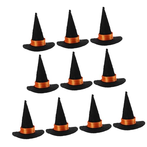 Toddmomy 10 Teiliges Mini Hexenhut aus Filz Kleine Schwarze Halloween Hüte für Partydekoration und Cosplay Vielseitige Deko für Puppenhaus Gnom Kostüm und Festliche Anlässe von Toddmomy