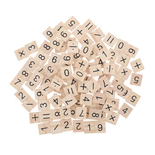 Toddmomy 100 Stück Teiliges Holznummern und Symbole für Montessori Frühes Lernen Logisches Denken Fördernd DIY Kreative Zahlwürfel für Dekorativ und Pädagogisch von Toddmomy