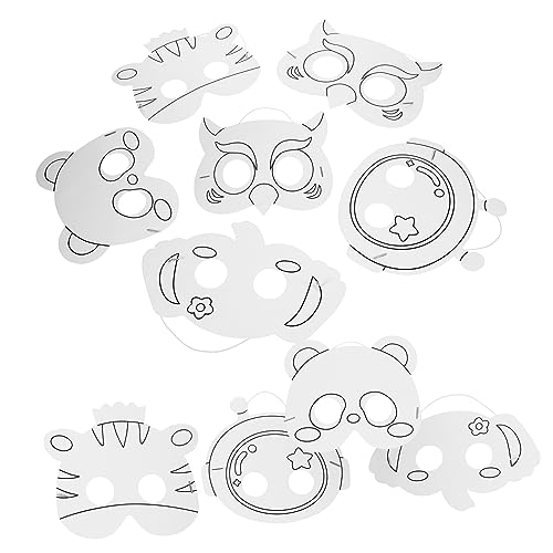 Toddmomy 10Stücke DIY Papiermasken zum Bemalen Leere Karnevalsmasken für Erwachsene für Halloween und Bastelprojekte Unbemalte Masken für Kreative Anlässe von Toddmomy