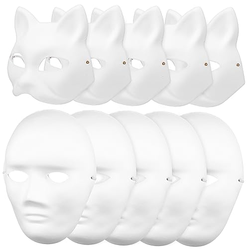 Toddmomy 10Stücke DIY Unbemalte Papiermaske Katzen und Männermasken für Maskerade Partys Handbemalbar Elastisches Band Kreatives Basteln für Karneval Halloween Cosplay von Toddmomy