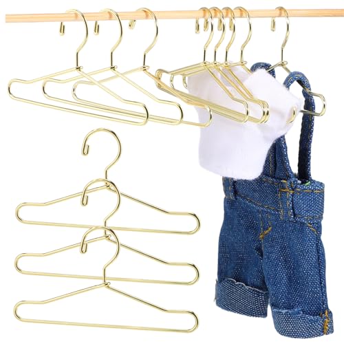 Toddmomy 10Stücke Mini Kleiderbügel für Puppen Goldene Puppenbekleidungsaufbewahrung für Puppenschränke und Puppenhaus Dekoration Platzsparend und Praktisch von Toddmomy
