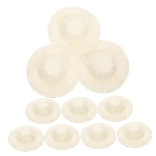 Toddmomy 10Stücke Mini Strohhüte Für Puppen Und Bastelprojekte Winzige Gewebte Hüte Reisfarbe Für Kreative DIY Dekorationen Und Puppenaccessoires von Toddmomy