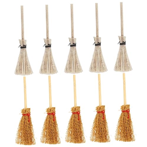 Toddmomy 10Stücke Teiliges Besen Für Puppenhäuser Dekorative Holzbesen Für DIY Mini Landschaften Und Halloween Dekorationen von Toddmomy